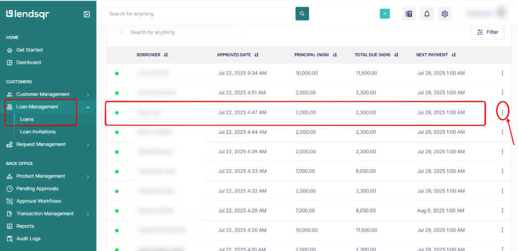 How to reverse a loan on pecunia
