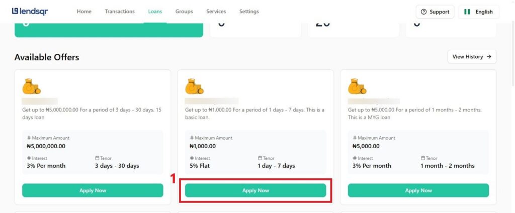 Loan application modal on web apps