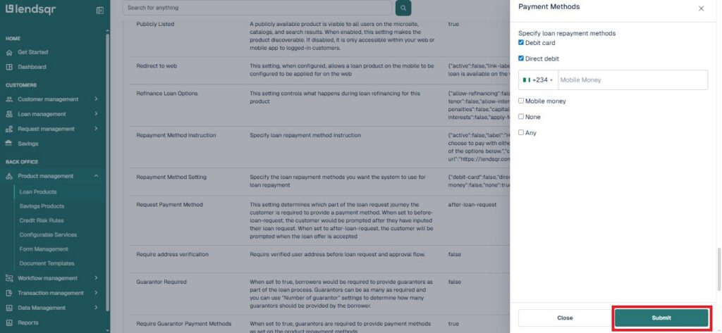 Pay methods on Lendqr