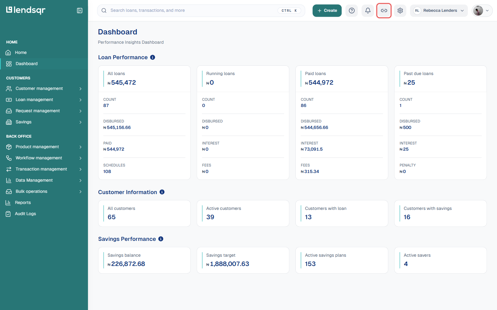 Admin console top navigation bar with the Open web app link icon highlighted