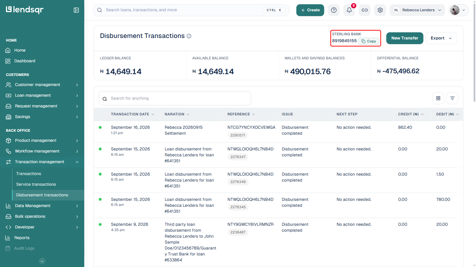 Disbursement account number