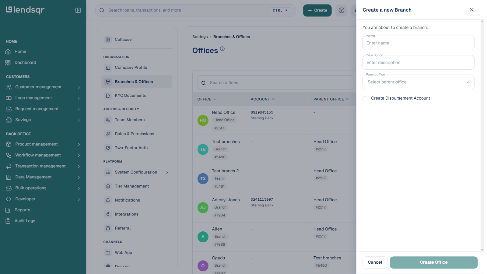 Create a new Branch panel